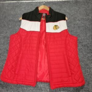 Chicago Blackhawks NHL Red Quilted Puffer Vest Mens XL Carl Banks